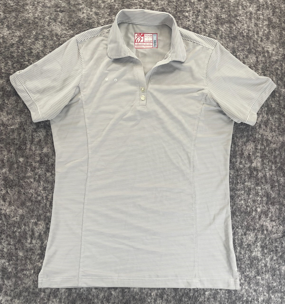 OOBE Chick-fil-A Team Style Hydrochill Gray Striped Polo Shirt Women's Medium
